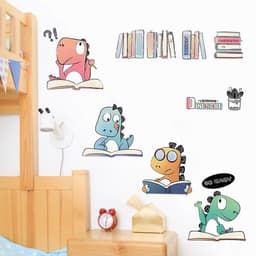 Decan dán tường 3d cho bé khủng long học bài trang trí phòng ngủ tủ quần áo 5