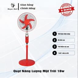 Quạt năng lượng mặt trời, quạt tích điện năng lượng mặt trời Chính Hãng Mayor Wolf 18w 3