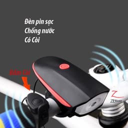 Đèn xe đạp có còi pin sạc usb đèn pha Led  chống nước, đèn trước siêu sáng có 5 chế độ thuyr 6