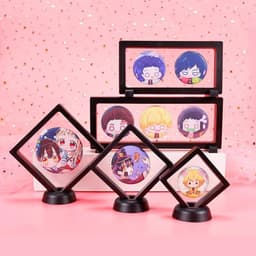 (mua 1 tặng 1) Khung nhựa đựng móc khóa bảo vệ móc khóa có giá kê hai màu trắng đen anime chibi mô hình 5
