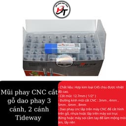 Mũi phay CNC cắt gỗ dao phay 3 cánh , 2 me thẳng và Xoắn TCT Tideway 3,4,5,6,8mm MCCNC-TW 2