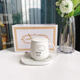 [XẢ KHO] Cốc Hâm Nóng đồ uống kèm đế điện, Bộ ly sứ kèm đế điện hâm nóng trà, cafe, hâm sữa - VS466 6