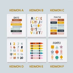 Bộ tranh Montessori cho bé trang trí treo tường canvas KIDMON 4
