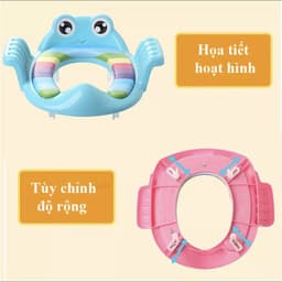 Bô Thu nhỏ gọn bồn cầu ếch có tay vịn và đệm bệ lót ngồi vệ sinh, màu sắc dễ thương phù hợp bé trai và bé gái 4