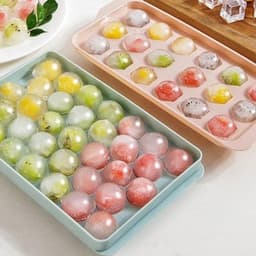 Khay làm đá viên tròn khuôn thạch bi nhựa tròn làm hoa quả 33 viên an toàn sức khỏe GIA DỤNG VĨNH NGÂN 1