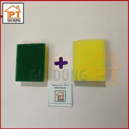Miếng bọt biển cọ rửa bát xanh vàng, giẻ rửa chén bát bằng lưới tiện dụng 2