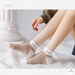 SET 5 Tất cổ ngắn nữ Hình Mặt cười chất liệu cotton thoáng khí 5