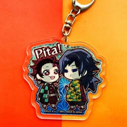 (Mica trong acrylic) (V2) Móc khóa Kimetsu no Yaiba Thanh gươm diệt quỷ ver Pita! couple in hình anime chibi 2