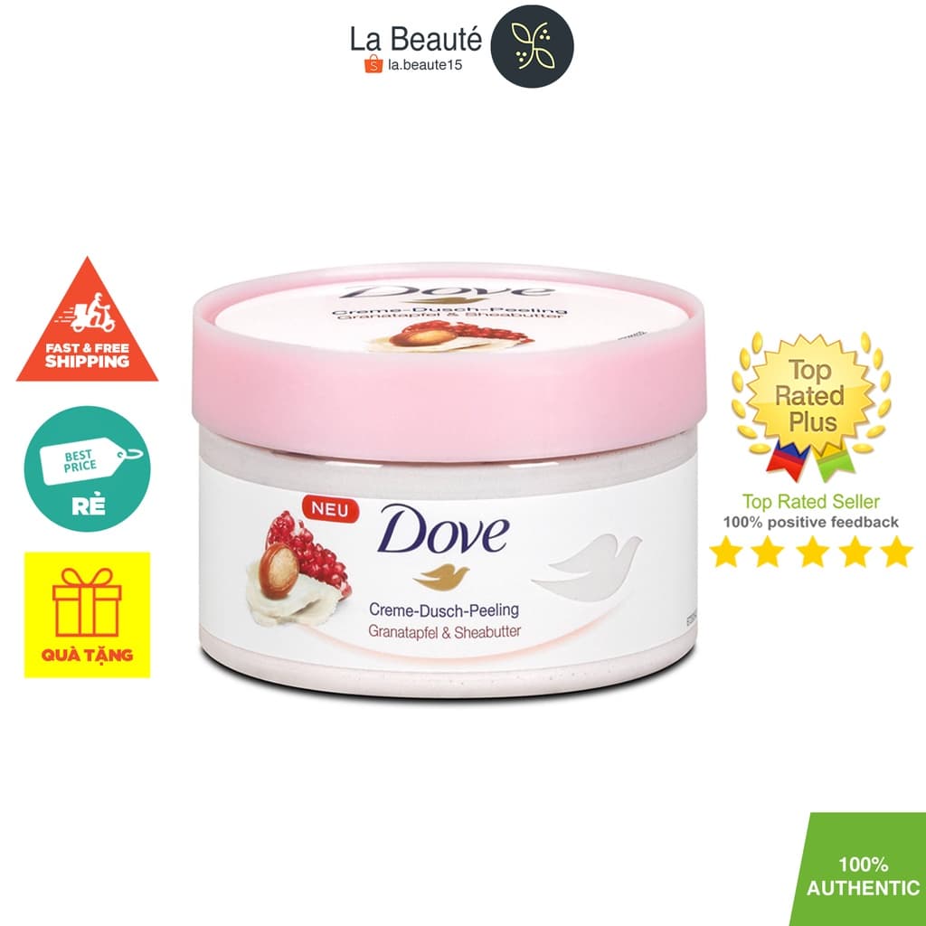 Dove Creme Dusch Peeling Granatapfel & Sheabutter - Tẩy Da Chết Toàn Thân Từ Lựu & Bơ Hạt Mỡ 225ml
