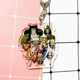 (mua 1 tặng 1) Móc khóa mica One Piece Đảo Hải Tặc ver cả nhóm Luffy hình in 2 mặt 6