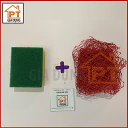 Miếng bọt biển cọ rửa bát xanh vàng, giẻ rửa chén bát bằng lưới tiện dụng 1