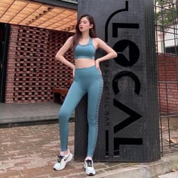 Bộ tập gym nữ , đồ tập thể thao chun dệt 3 lỗ vân sườn 1