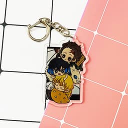 (mua 1 tặng 1) ( Mica ) Móc khóa Kimetsu no Yaiba Thanh gươm diệt quỷ ver nền cute quà tặng dễ thương anime chibi 6
