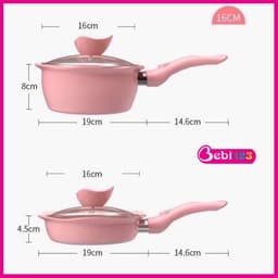 Bộ nồi chảo hoa đá kèm xửng hấp nấu đồ ăn dặm, men đá chống dính cao cấp cho bé 6
