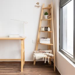 Kệ thang góc tường chữ A FEGO gỗ thông tự nhiên 5 tầng 3