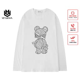 Áo Thun Tay Dài HY KOREA Form Rộng Unisex, Gấu Chữ Nhỏ 206. 2
