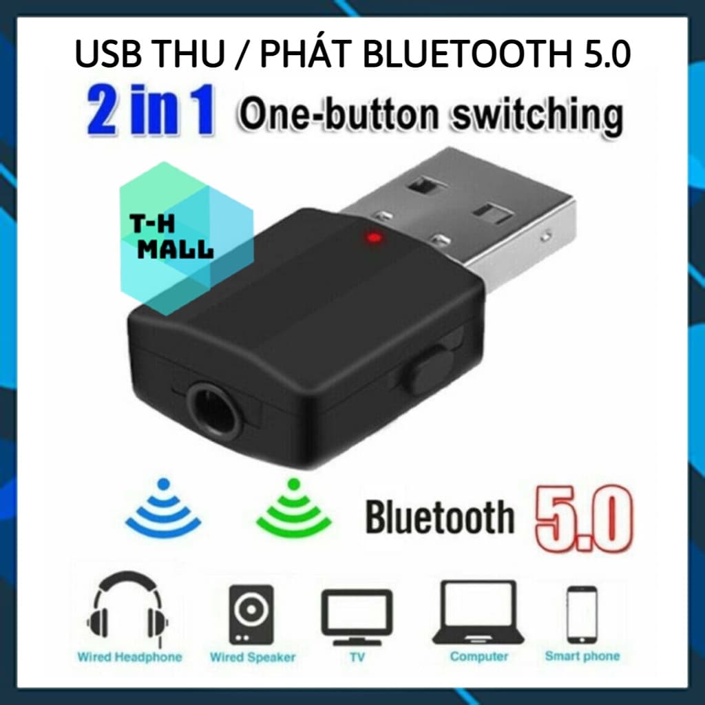 USB Thu Phát Âm Thanh 2 trong 1 Bluetooth 5.0 chuyển đổi AUX sang tín hiệu Bluetooth