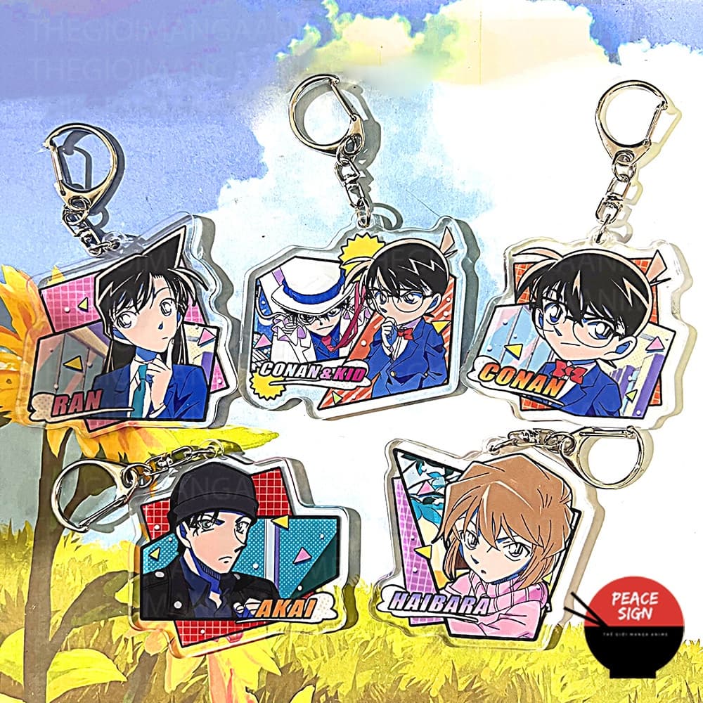 (mua 1 tặng 1) Móc khóa mica DETECTIVE CONAN Thám Tứ Lừng Danh ver Hiệu Ứng hình in 2 mặt 