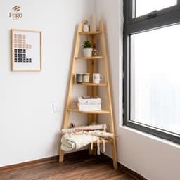 Kệ thang góc tường chữ A FEGO gỗ thông tự nhiên 5 tầng 1