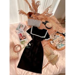 Đầm đen cổ thủy thủ viền ren trắng - Đầm nữ midi đen dáng dài 4