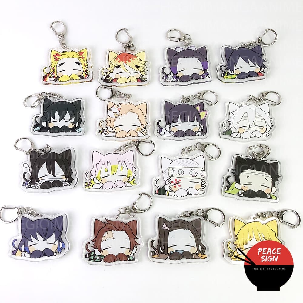 (mua 1 tặng 1) ( TAI THÚ NẰM NGỦ ) Móc khóa KIMETSU NO YAIBA in hình THANH GƯƠM DIỆT QUỶ game chibi xinh xắn độc đáo