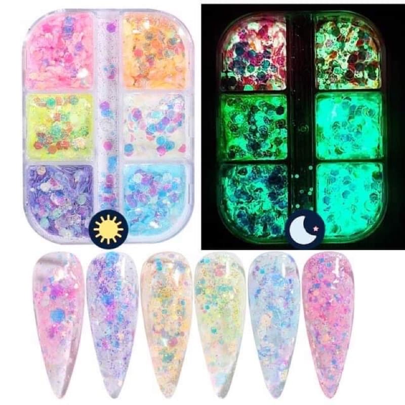 Nhũ vảy cá màu neon dạ quang siêu sáng đẹp trang trí móng cực HOT [ NAILS SUPPLY ]
