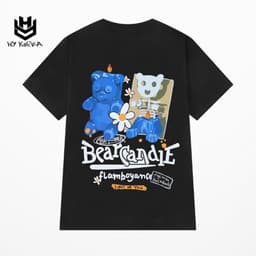 Áo Thun Tay Lỡ HY KOREA Phom Rộng Unisex nam nữ 45-80kg Bear Candle TLLC44 4