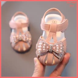 Dép sandal cao cấp tập đi trẻ em phối nơ phong cách vintage chống vấp cho bé gái [A10] 4