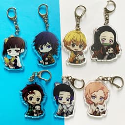 (mua 1 tặng 1) ( ver ôm gấu ) Móc khóa mica trong acrylic Kimetsu no Yaiba Thanh gươm diệt quỷ anime chibi 1