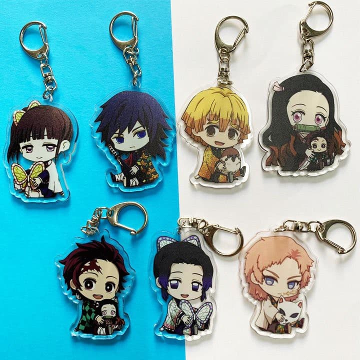 (mua 1 tặng 1) ( ver ôm gấu ) Móc khóa mica trong acrylic Kimetsu no Yaiba Thanh gươm diệt quỷ anime chibi