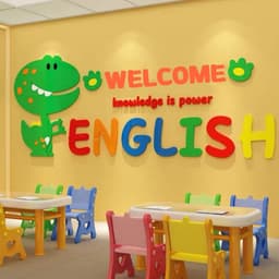 Tranh dán tường mica dán nổi english khủng long trang trí phòng ngủ, lớp học, trung tâm tiếng anh, khu vui chơi cho bé 2