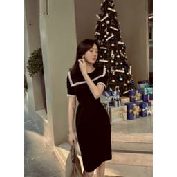 Đầm đen cổ thủy thủ viền ren trắng - Đầm nữ midi đen dáng dài 5