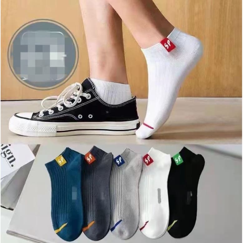 T49 Set 5 Đôi Tất Nam Nữ Ngắn Cổ, vỚ nam nữ cổ ngắn thời trang