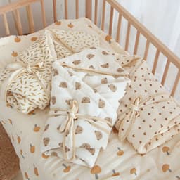 Chăn ủ sơ sinh TRẦN BÔNG, Xô Muslin Hạt Đậu, chăn quấn mùa đông cho bé, ủ kén hình gấu 1