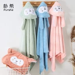 Khăn tắm cho bé khăn tắm có mũ hình thú bông mềm thấm hút cực tốt vải cotton siêu mịn, không bị xổ lông hay phai màu 9
