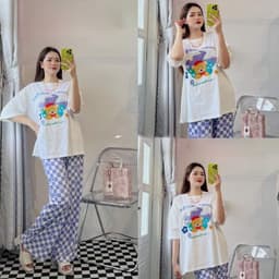 Đồ Bộ Nữ Bigsize LIMO DB46 Áo Phối Quần Ống Suông Cạp Cao Mềm Mịn Set Mặc Nhà Đi Chơi Thoải Mái 4