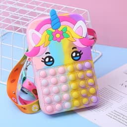 Túi xách nữ lớn đeo chéo silicon hình Pony kỳ lân, bong bóng pop-it giảm căng thẳng thời trang 6