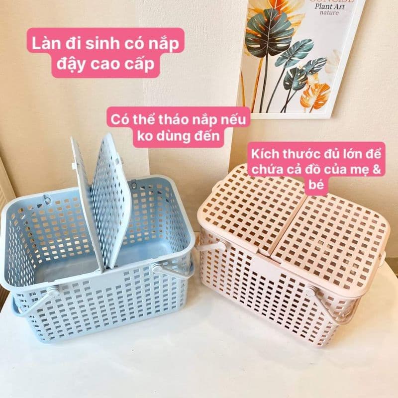 Giỏ đi sinh có nắp đậy cao cấp