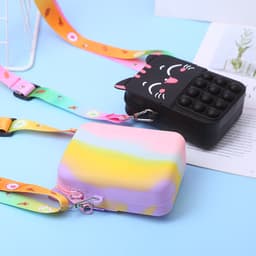 [Mới] Túi xách nữ đeo chéo silicon hình mèo cười, bong bóng pop-it thời trang dễ thương 2