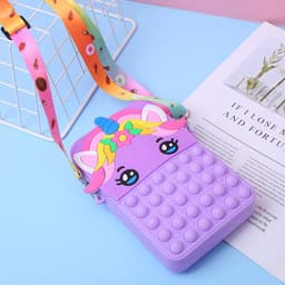 Túi xách nữ lớn đeo chéo silicon hình Pony kỳ lân, bong bóng pop-it giảm căng thẳng thời trang 8