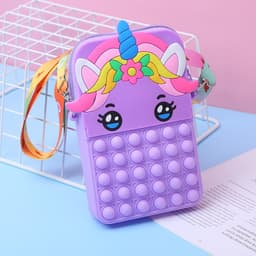 Túi xách nữ lớn đeo chéo silicon hình Pony kỳ lân, bong bóng pop-it giảm căng thẳng thời trang 3