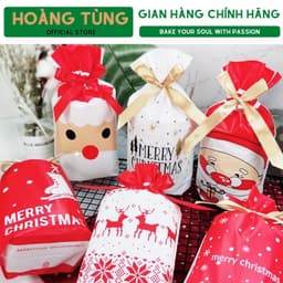 Combo 5 Túi đựng quà Giáng sinh, Noel kèm dây rút nơ 2