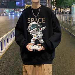 Áo Sweater Unisex HappyFamily SPACE Họa Tiết Phi Hành Gia Chất Cotton 100 Cao Cấp-2 Màu Trắng/Đen 1