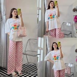 Đồ Bộ Nữ Bigsize LIMO DB46 Áo Phối Quần Ống Suông Cạp Cao Mềm Mịn Set Mặc Nhà Đi Chơi Thoải Mái 3