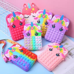 Túi xách nữ lớn đeo chéo silicon hình Pony kỳ lân, bong bóng pop-it giảm căng thẳng thời trang 7