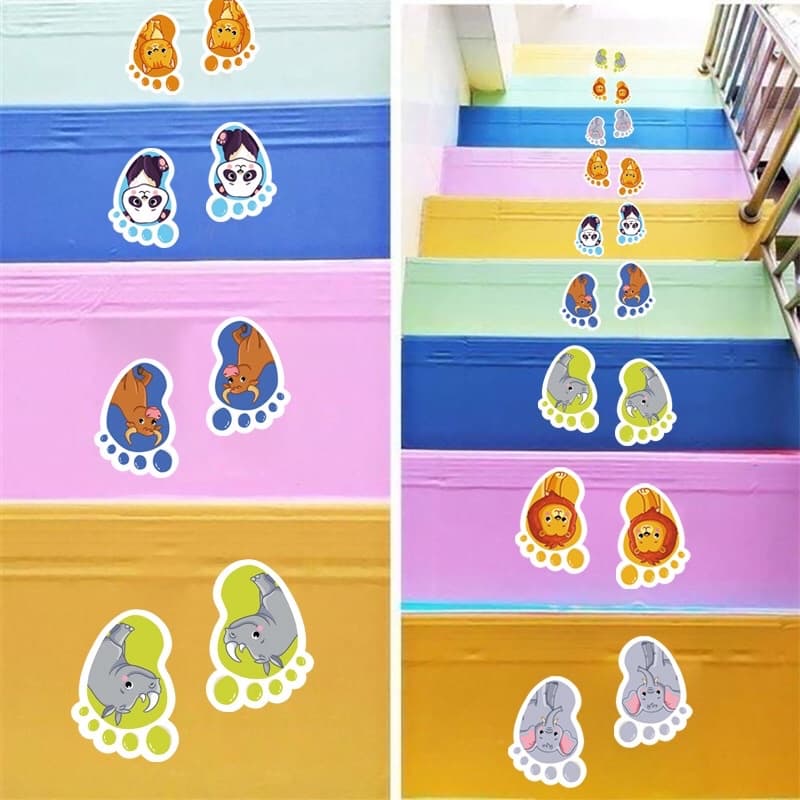 Decal Hình Bàn Chân Dán Sàn – Sticker Cầu Thang Trường Mầm Non Chống Nước