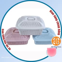 Combo 3 Rổ vuông nắp đựng đồ Việt Nhật (MS:199), Rổ đựng rau củ quả, bát đĩa tiện lợi -Buôn rẻ 01623 2