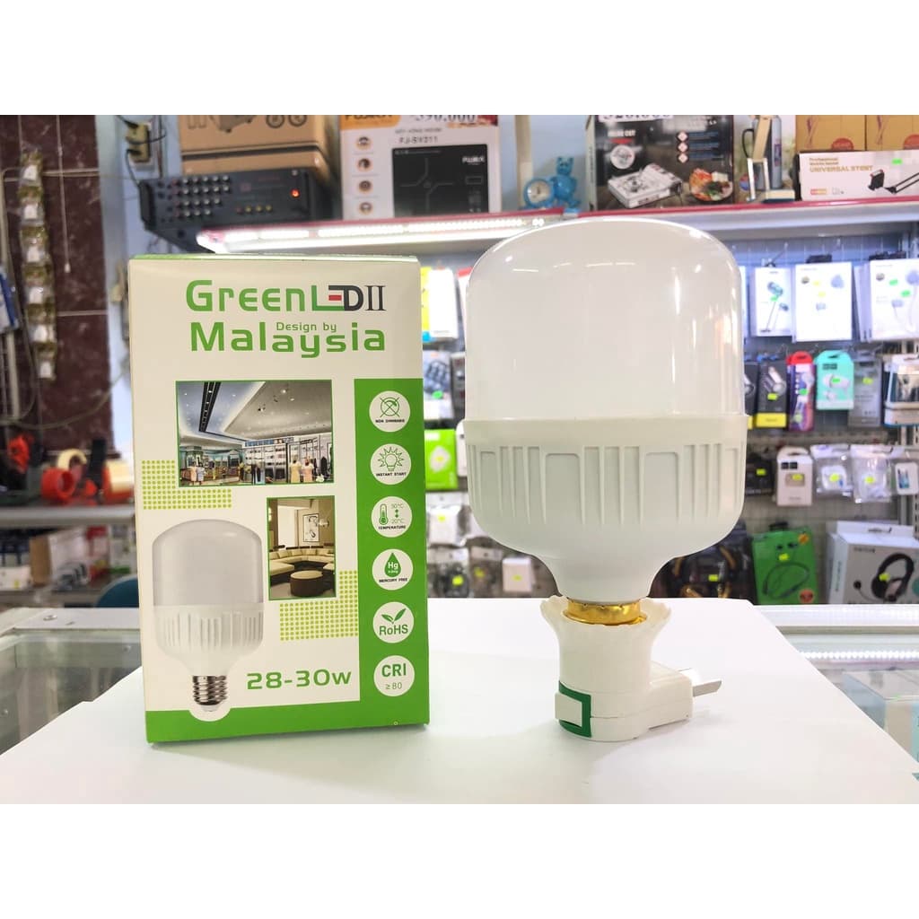 BÓNG ĐÈN LED BULB TRỤ 30W SIÊU SÁNG, TIẾT KIỆM ĐIỆN TẶNG KEM ĐUÔI ĐÈN CÓ CÔNG TẮC,PHÍCH CẮM"