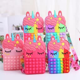 Túi xách nữ lớn đeo chéo silicon hình Pony kỳ lân, bong bóng pop-it giảm căng thẳng thời trang 9