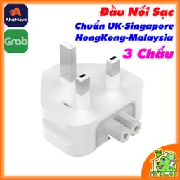 [ZIN 3 Chân To] Đầu Nối Cắm Chuyển Đổi 3 Chấu Chuẩn UK-Singapore-Hong Kong-Malaysia cho Sạc AP Macbook iPad iPhone 1